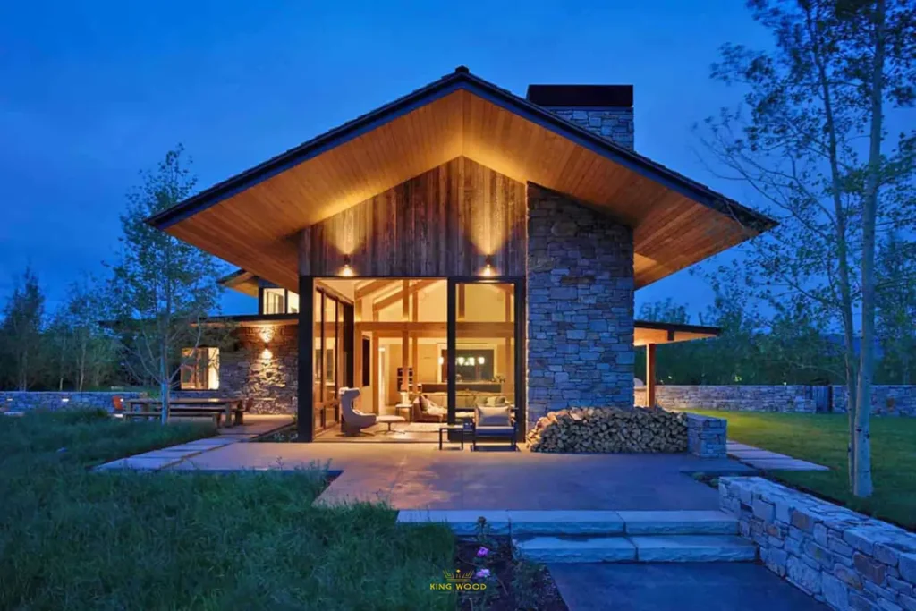 ساخت نمای ترکیبی سنگ و چوب